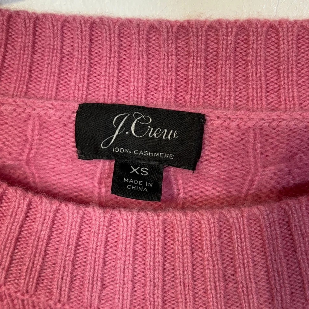 J Crew Cashmere Sweater Women’s XS Pink Cable Knit Crewneck Long Sleeve